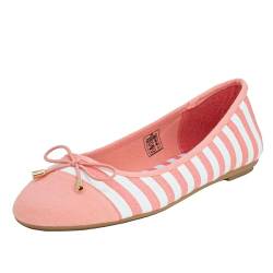 Fitters Footwear That Fits Damen Ballerina Grace Textil Ballerina mit Schleife gestreift im maritimen Look Übergröße (42 EU, pink weiß) von Fitters Footwear That Fits