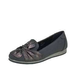 Fitters Footwear That Fits Damen Ballerina Marge Microfibre Komfort Ballerina mit Verzierung Übergröße (42 EU, schwarz) von Fitters Footwear That Fits