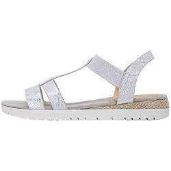 Fitters Footwear That Fits Damen Sandale Annika Synthetik Bequeme Sandale mit Schlangenprint und Glitzerband Übergröße (45 EU, Silber) von Fitters Footwear That Fits