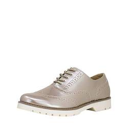 Fitters Footwear That Fits Damen Schnürer Isabelle Lederimitat Schnürer Lack Business Broque Übergröße (43 EU, beige) von Fitters Footwear That Fits