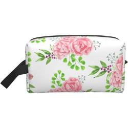 Make-up-Tasche, Aquarell-Blumen-Motiv, Reise-Reißverschluss, wasserdichte Clutch, Toilettenartikel-Aufbewahrung, Kosmetiktasche für Mädchen und Frauen von Fittg