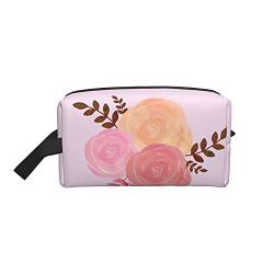 Make-up-Tasche, Aquarell-Blumen-Rosa, Reise-Reißverschluss, wasserdichte Clutch, Toilettenartikel-Aufbewahrung, Kosmetiktasche für Mädchen und Frauen von Fittg