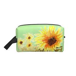 Make-up-Tasche, goldene Sonnenblume, Reise-Reißverschluss, wasserdichte Clutch, Aufbewahrung von Toilettenartikeln, Kosmetiktasche für Mädchen und Frauen von Fittg