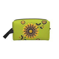 Make-up-Tasche, luxuriöser Blumen-Stil, Schwarz und Gold, Reise-Reißverschluss, wasserdichte Clutch, Toilettenartikel-Aufbewahrung, Kosmetiktasche für Mädchen und Frauen von Fittg