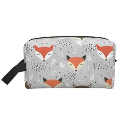 Make-up-Tasche, niedlicher Fuchs mit Blumenmuster, Reise-Reißverschluss, wasserdichte Clutch, Aufbewahrung von Toilettenartikeln, Kosmetiktasche für Mädchen und Frauen von Fittg