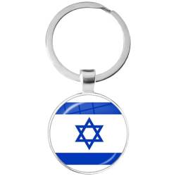 Fituenly 2 Stück Israelischer Nationalflaggen-Schlüsselanhänger Klassischer beidseitiger Israel-Flaggen-Schlüsselring 3D-Israel-Schlüsselanhänger von Fituenly