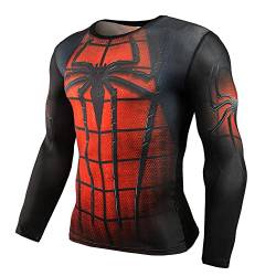 Superhelden-Kompressions-T-Shirt, Fitnessstudio, Workout, Sport, Kostüm, Cosplay für Damen und Herren, Spiderman-1, 3XL von FiveEarl