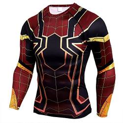 Superhelden-Kompressions-T-Shirt, Fitnessstudio, Workout, Sport, Kostüm, Cosplay für Damen und Herren, Spiderman-2, L von FiveEarl