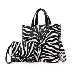 FiveloveTwo 2pcs Handtaschen und Geldbörsen für Damen PU Top Griff Schultertaschen Tote Kupplungs-Geldbörse Kleines Zebra von FiveloveTwo