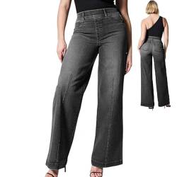 Fivetoo Baggy-Jeans mit lockerer Passform - Elastische High-Waist-Jeans mit Naht vorne | Mädchen tragen täglich Jeans für Party, Strand, Urlaub, Dating, Zuhause, Arbeit von Fivetoo