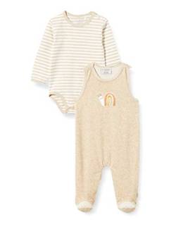 FIXONI Unisex Baby Body Long Sleve with Romper Strampler Set, Sand Melange, 62 von Fixoni