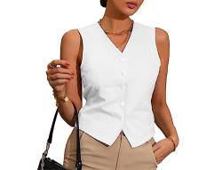 Fjnbbiot Damen-Anzugweste, Weiß, V-Ausschnitt, Elegante Weste, Knöpfe, Formelle Business-Büroweste white XL von Fjnbbiot