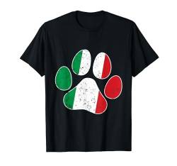 Italien-Flagge Vintage Katze Hund Pfotenabdruck T-Shirt von Flag in Cat or Dog Paw Shape