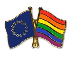 Freundschaftspin Europa - Regenbogen - 22 mm von Flaggenfritze