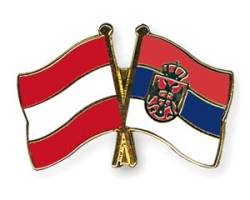 Freundschaftspin Österreich - Serbien mit Wappen - 22 mm von Flaggenfritze