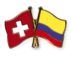 Freundschaftspin Schweiz - Kolumbien - 22 mm von Flaggenfritze