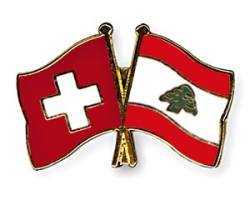 Freundschaftspin Schweiz - Libanon - 22 mm von Flaggenfritze