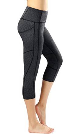 Flatik Damen 3/4 Sport Leggings Atmungsaktive hohe Taille Yogahose Sportkleidung Training Tights（Grau M） von Flatik