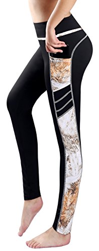 Flatik Damen Leggings Yoga Capris Lang Hosen Hohe Taille Yoga HoseHigh Waist Sporthose Fitnesshose（Rost Gelb L） von Flatik