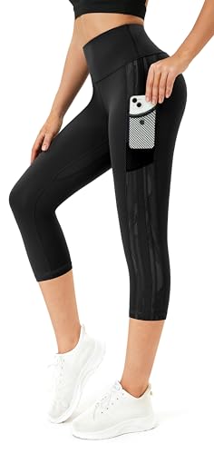 Flatik Leggings Damen 3/4 Damen Sporthose，Damen Blickdicht Laufhose，Jogginghose Damen 3/4 Fitnesshose Laufende Leggings M von Flatik