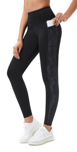 Flatik Leggings Damen mit Taschen，Damen Blickdicht Sport Leggings Damen Fitnesshose Sporthose Laufende Leggings L von Flatik