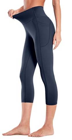 Flatik Sport Leggings Damen，Damen Sporthose High Waist mit Tasche Fitnesshose Blickdicht Gym Capri Leggings L von Flatik