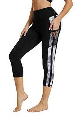 Flatik Sport Leggings Damen 3/4 Damen Sporthose，Damen Blickdicht Laufhose，yogahose Sporthose Leggings Fitnesshose Laufende Leggings L von Flatik