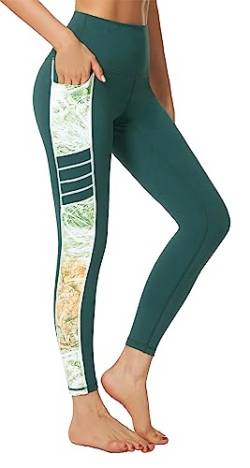 Flatik Sport Leggings Damen mit Taschen，Damen Blickdicht yogahose Sporthose Leggings Fitnesshose Sporthose Training Laufende Leggings XL von Flatik