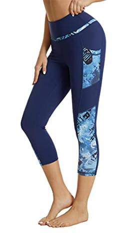 Flatik Sport Leggins für Damen Sporthose mit Tasche Fitnesshose Blickdicht Gym Capri Leggings L von Flatik