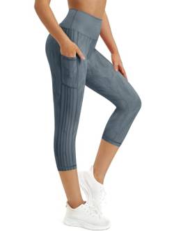 Flatik Sporthose Damen 3/4 Damen Sporthose，Damen Blickdicht Sport Leggings Damen 3/4，Jogginghose Damen 3/4 Fitnesshose Laufende Leggings S von Flatik