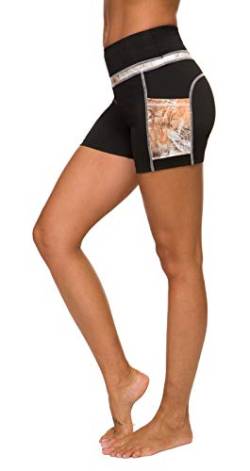Flatik Sporthose Damen High Waist Sport Shorts Workout Tights Hohe Taille mit Taschen, 63 Short, S von Flatik