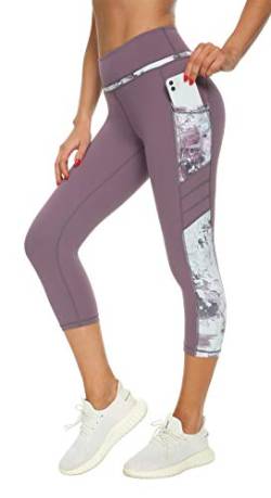 Flatik Sporthose Yoga Fitness Hosen Jogginghose capri leggins damen Hohe Taille mit Taschen XL von Flatik
