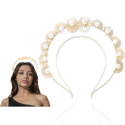 Flayem Gold Halo Haarreif Krone Perle Haarband Hochzeit Braut Stirnband Für Damen und Mädchen von Flayem