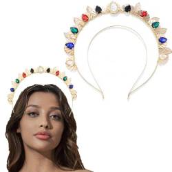 Flayem Halo Crown Stirnband Göttin Gold Kristall Haarband Blatt Headhoop Strass Haarschmuck für Frauen und Mädchen von Flayem