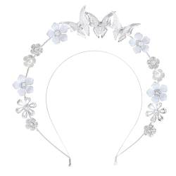 Flayem Halo Schmetterling Stirnband Silber Göttin Blumen Kristall Haarband Strass Krone Hochzeit Haarschmuck für Frauen und Mädchen von Flayem
