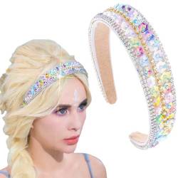 Flayem Strass Haarband Blume Kristall Stirnband Perlen Breite Haarbänder Party Hochzeit Kopfstück Braut Haar Zubehör für Frauen und Mädchen (B) von Flayem