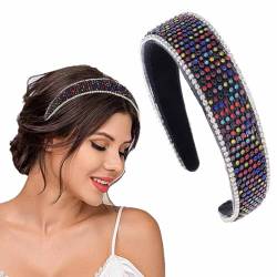 Flayem Strass Haarband Bunt Glitter Kristall Haarreifen Breite Kopfbedeckung Tägliche Tragen Party Hochzeit Haarzubehör für Frauen und Mädchen (black) von Flayem