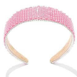 Flayem Strass Haarband Rosa Glitter Kristall Stirnbänder Breite Kopfbedeckung Tägliche Tragen Party Hochzeit Haarzubehör für Frauen und Mädchen von Flayem
