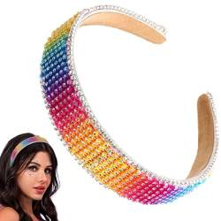 Flayem Strass-Regenbogen-Stirnband, glitzernd, gepolstert, breites Haarband, wunderschöner Haarschmuck für Frauen und Mädchen (Regenbogen) von Flayem