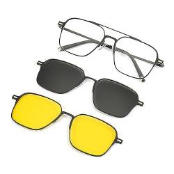 Fledimo Olene 3 in 1 Polarisierte Sonnenbrille, Oleneblue Sonnenbrille, Männer und Frauen 3 in 1 Magnetische Polarisierte Sonnenbrille, Schwarz von Fledimo