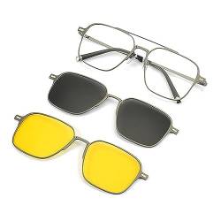 Fledimo Olene 3 in 1 Polarisierte Sonnenbrille, Oleneblue Sonnenbrille, Männer und Frauen 3 in 1 Magnetische Polarisierte Sonnenbrille, grau von Fledimo