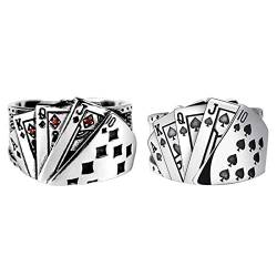 Herren-Poker-Spinnerring, Spielkarte, Edelstahl, graviert, Glücksschmuck, inner diameter about 2cm, adjustable, Metall, Kein Edelstein von Fledimo