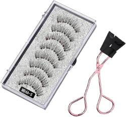 Reusable Magnetic Eyelash Kit, 8pairs Reusable Magnetic Eyelashes Without Eyeliner or Glue, Self Adhesive, Natural Look, Black, Perfect for Beginners. (D) von Fledimo