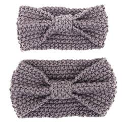 Fletion Mutter und Baby Stricken Wolle Haarband Haarreif Kleinkind Geknotete Hairband Eltern-Kind Stirnband, Grau von Fletion