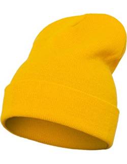 Flexfit Unisex Mütze Heavyweight Long Beanie Damen / Herren Strick-Mütze, Gold, One size von Flexfit