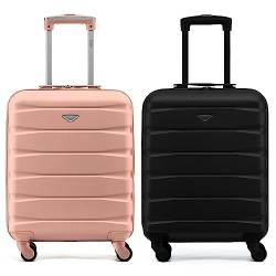 Flight Knight Case 2er-Pack Leichtes Starres ABS-Handgepack Mit 4 Radern, Zugelassen Fur Uber 100 Fluggesellschaften, Darunter Air France, Ryanair Und EasyJet, 55x35x20cm von Flight Knight