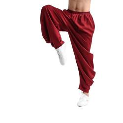 FloAPa Kampfsport Taiji Training Hose für Damen Yoga Pumphose Pump Haremshose Qigong Shaolin Baumwolle Plus Seide Weite Beine Elastische Taille Tai Chi Kung Fu Hose,001,M von FloAPa