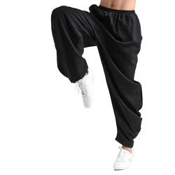 FloAPa Kampfsport Taiji Training Hose für Damen Yoga Pumphose Pump Haremshose Qigong Shaolin Baumwolle Plus Seide Weite Beine Elastische Taille Tai Chi Kung Fu Hose,003,M von FloAPa