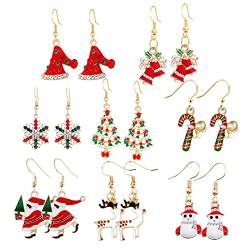 8 Paar Weihnachten Tropfen Ohrringe, Damen Weihnachts Ohrringe, Ohrringe Weihnachten Set, für Damen und Mädchen, als Geschenkdekoration von Floatdream