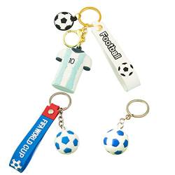 Floatdream 3 Stücke Fußball Schlüsselanhänger, Jersey Schlüsselanhänger, 3D Sport Keychain, für Souvenirs, Rucksackverzierungen, Fußballfans (Blau) von Floatdream